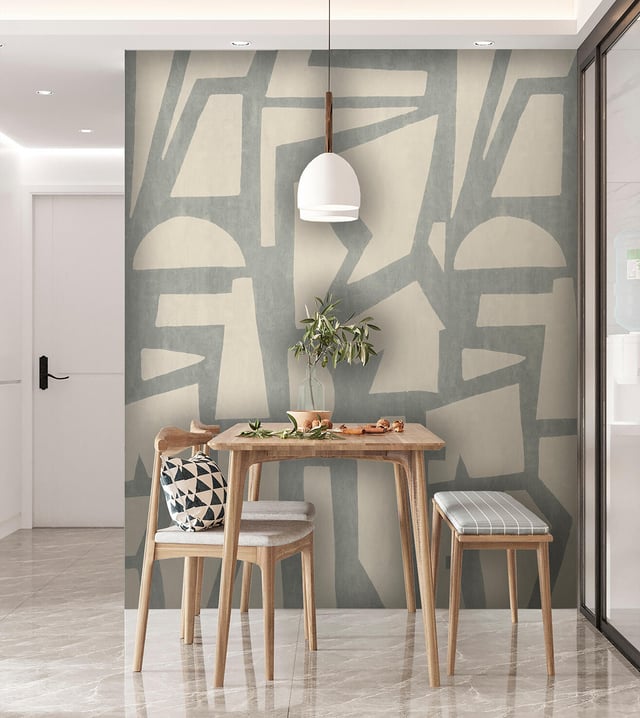 Papier peint panoramique intissé scenic walls Surreal Shapes Greige 280x159cm