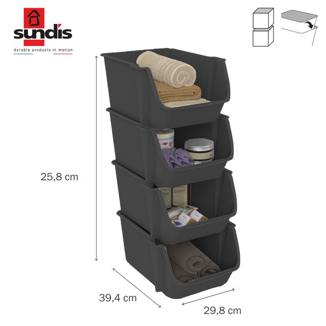 Tour de rangement 4 bacs FLY TOWER gris anthracite, SUNDIS