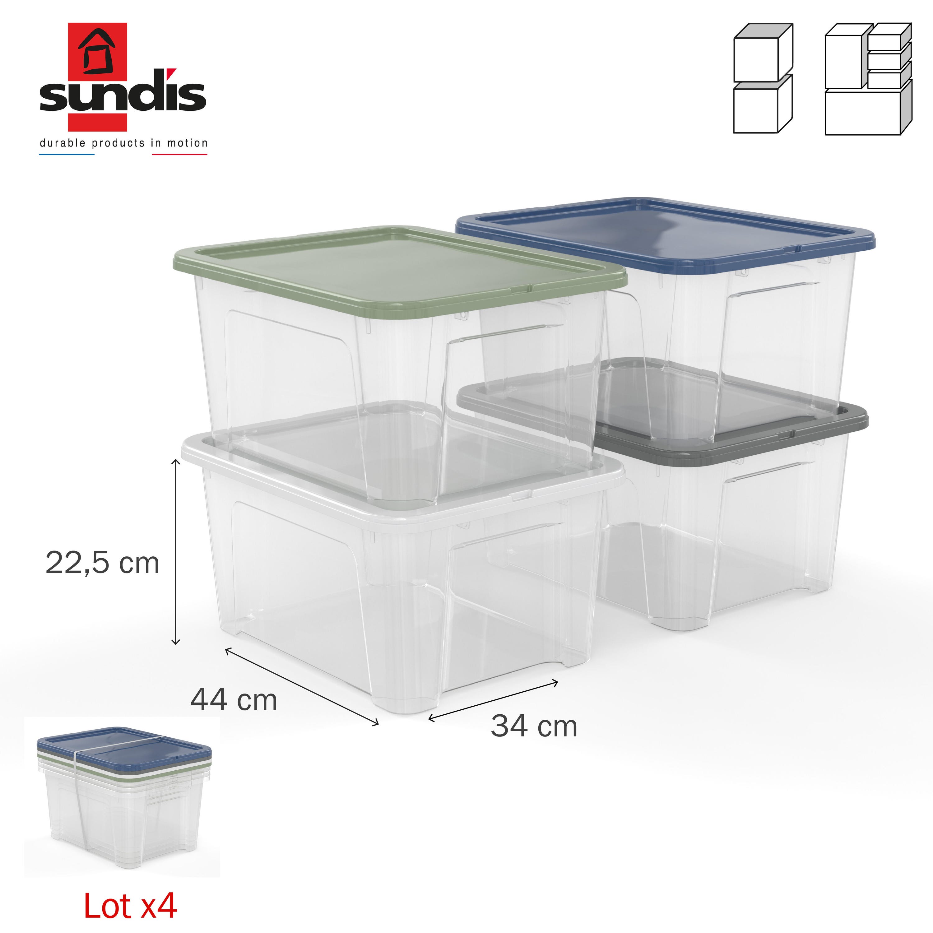 Lot De 4 Bo tes SUNDIS Polypropyl ne 23L L 44 X P 34 X H 22 5 Cm lot-de-4-bo-tes-sundis-polypropyl-ne-23l-l-44-x-p-34-x-h-22-5-cm