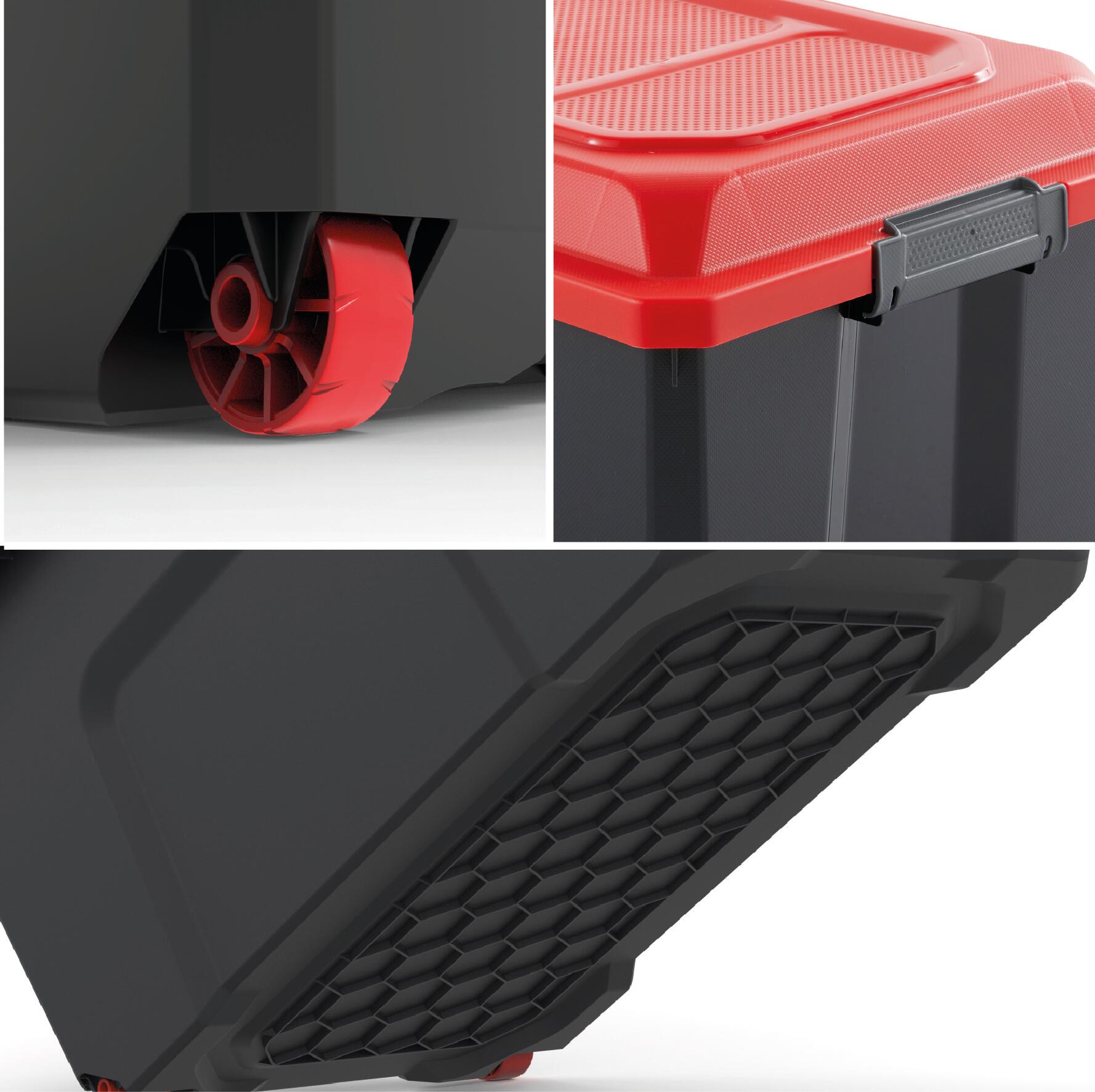 Malle à roulettes Locker noir et rouge 135L - 3