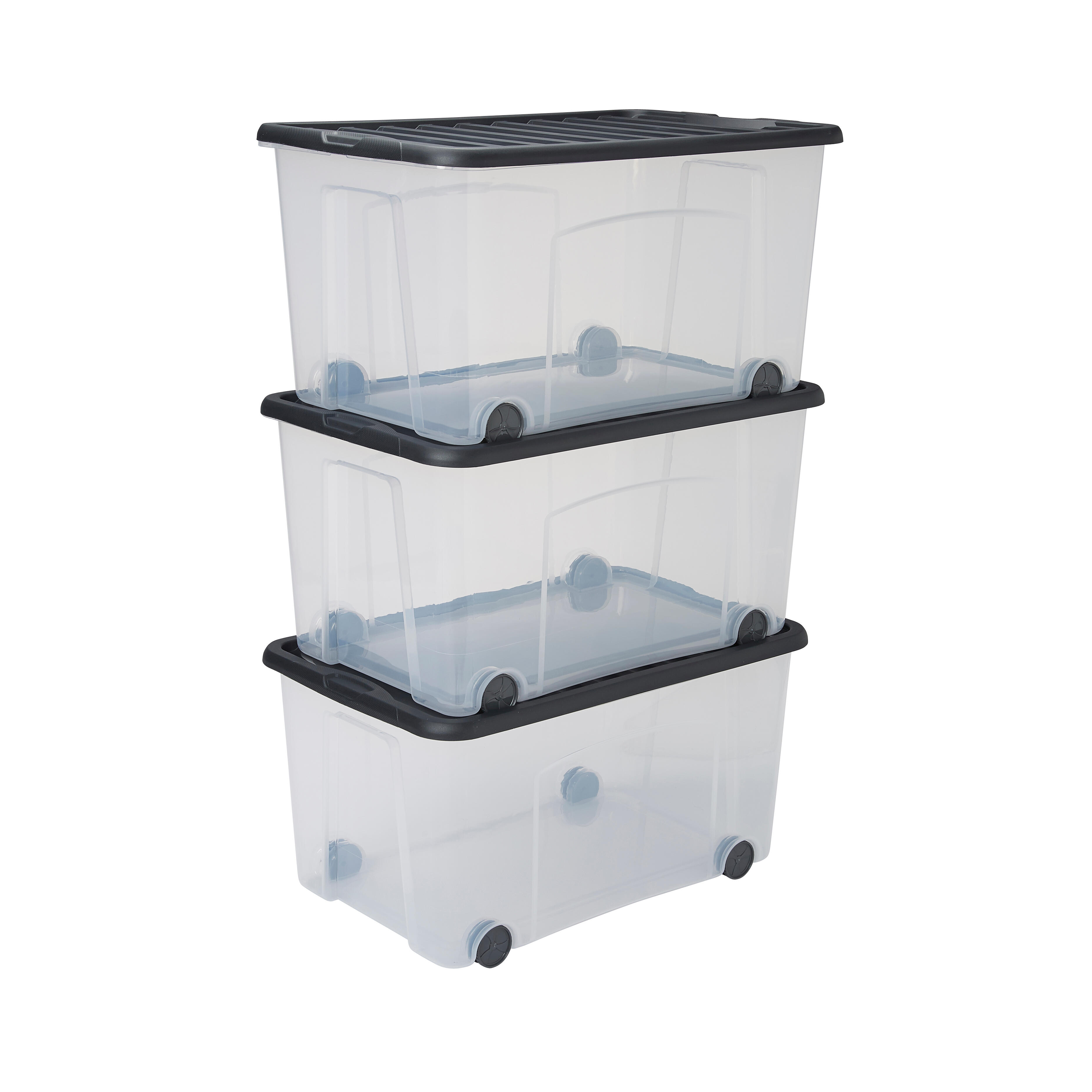 Lot de 3 bacs SUNDIS polypropylène transparent, 50 l, l.57.7 x H.31 x P.38 cm - 2