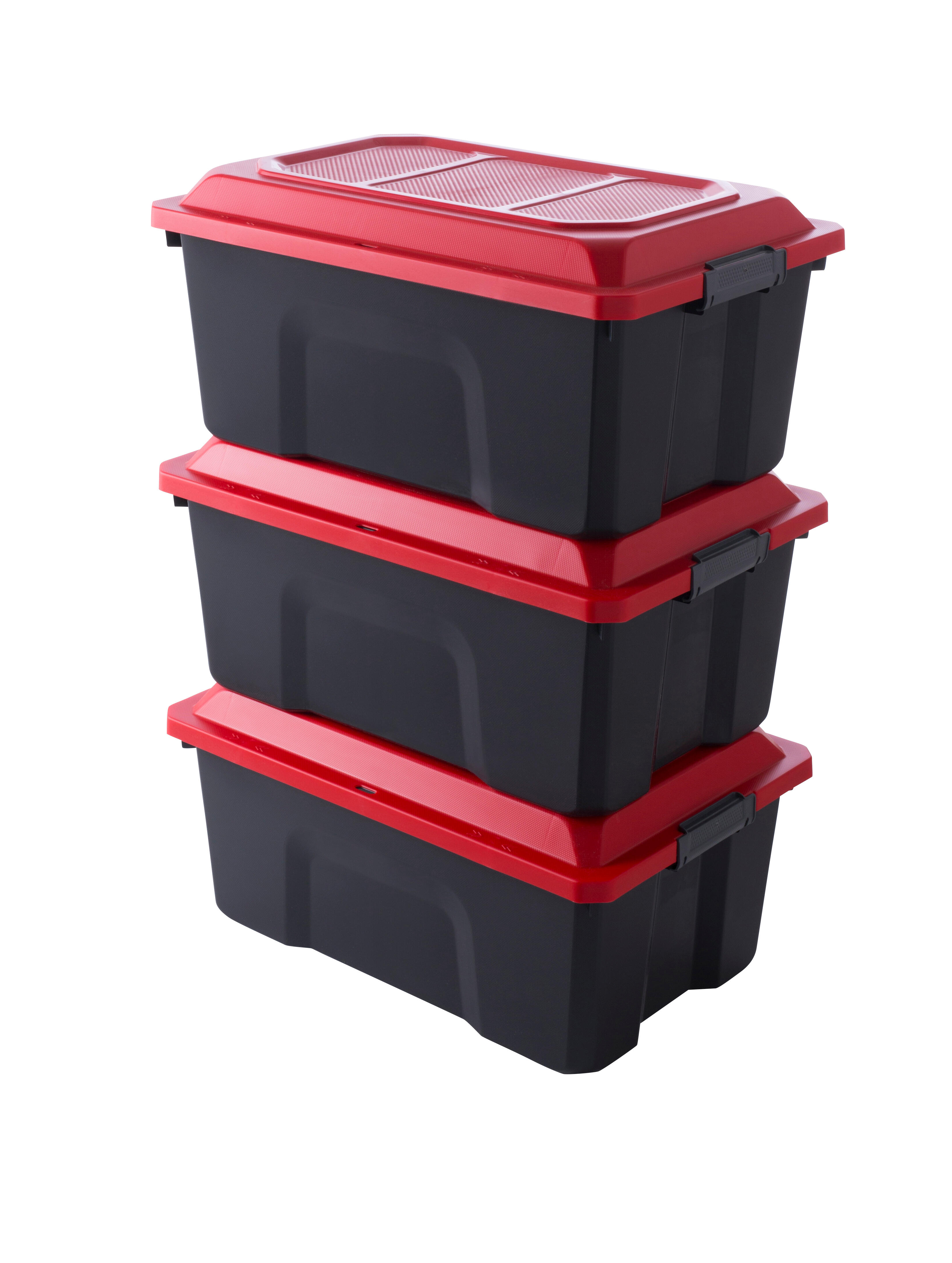 Lot de 3 malles DIY SUNDIS 40L noir/rouge - 2