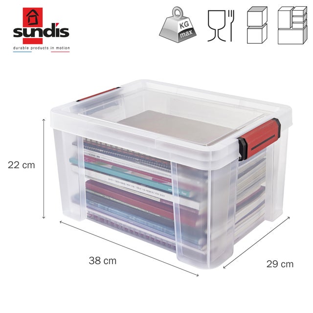 Boite à clip Clip'n Store SUNDIS 17L, l.29 x P.38 x H.22 cm