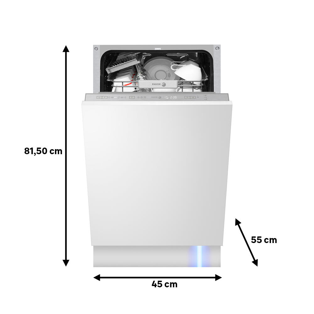 Lavavajillas FAGOR LAV 45CM ENCASTRE 4LVF-424IT 12 cubiertos 6 programas con inicio diferido blanco 45cm clase E - 3