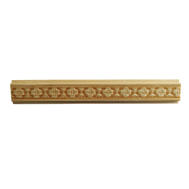 Asta rettangolare in pino scolpito decoro festone floreale 1000 x 29 x 6 mm