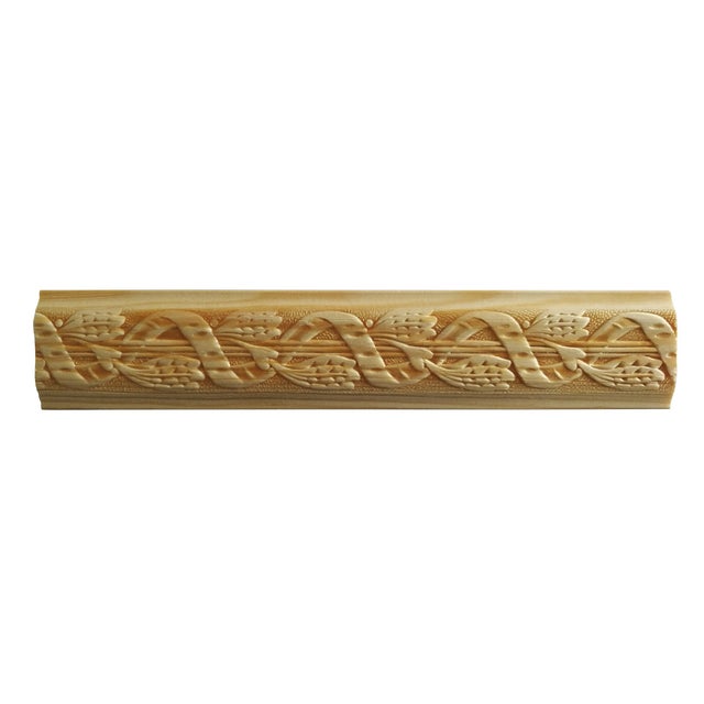 Asta rettangolare in pino scolpito decoro festone floreale 1000 x 38 x 6 mm