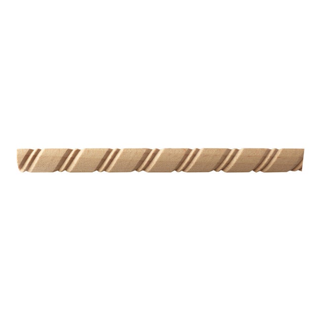 Asta rettangolare in faggio scolpito decoro intaglio a spirale o corda 1000 x 12 spessore 12 mm