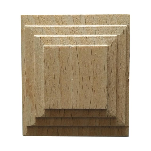 Fregio piramide in faggio grezzo decoro geometrico piramide 60 x 60 x 10 mm