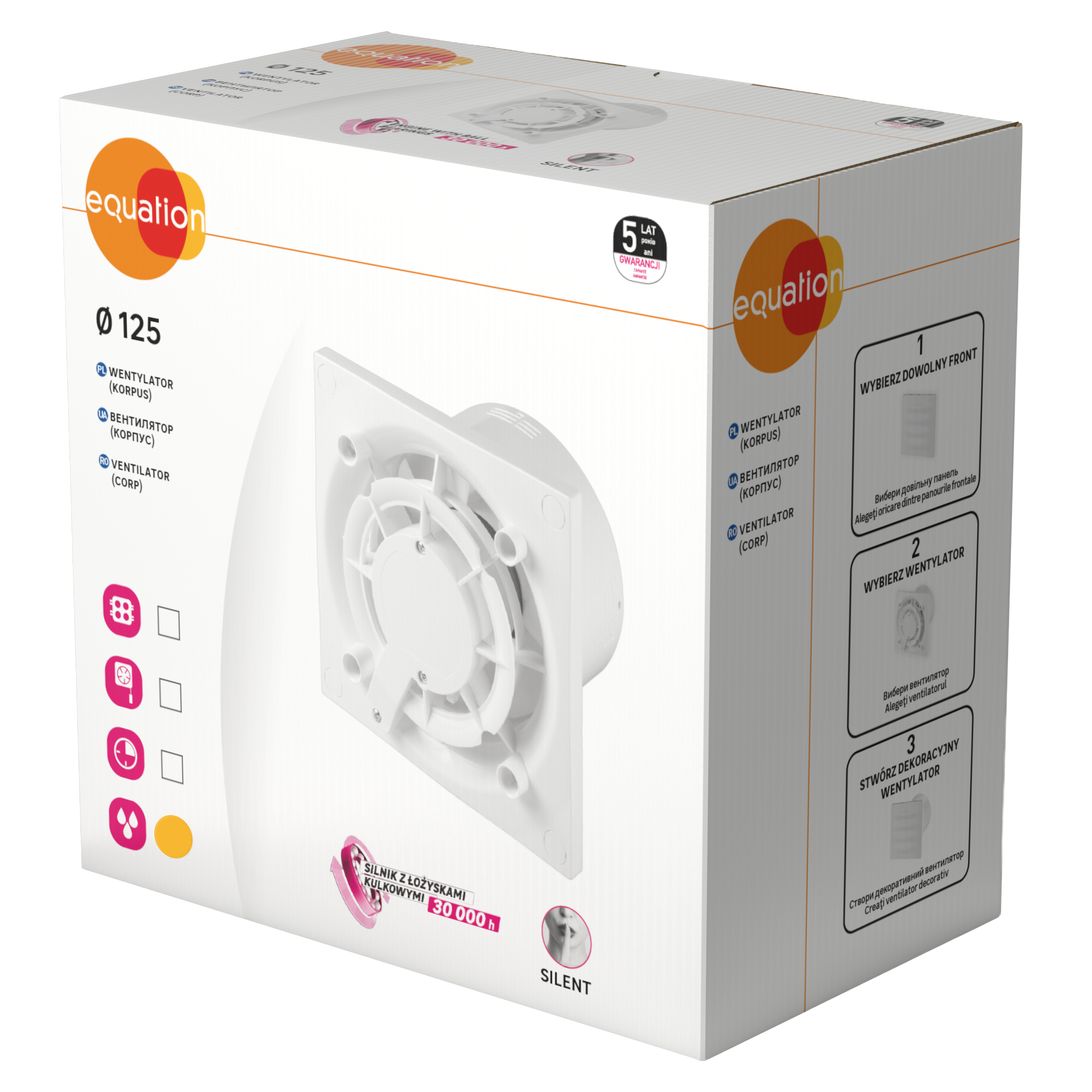 Wentylator łazienkowy z higrostatem 125 mm korpus pod front EQUATION - 2