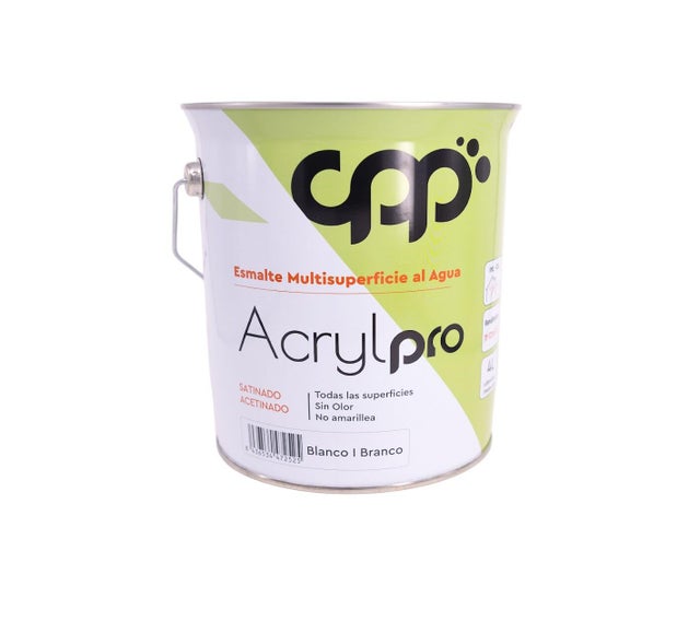 Esmalte de interior acrilico OK PRO color blanco satinado 4L para muebles