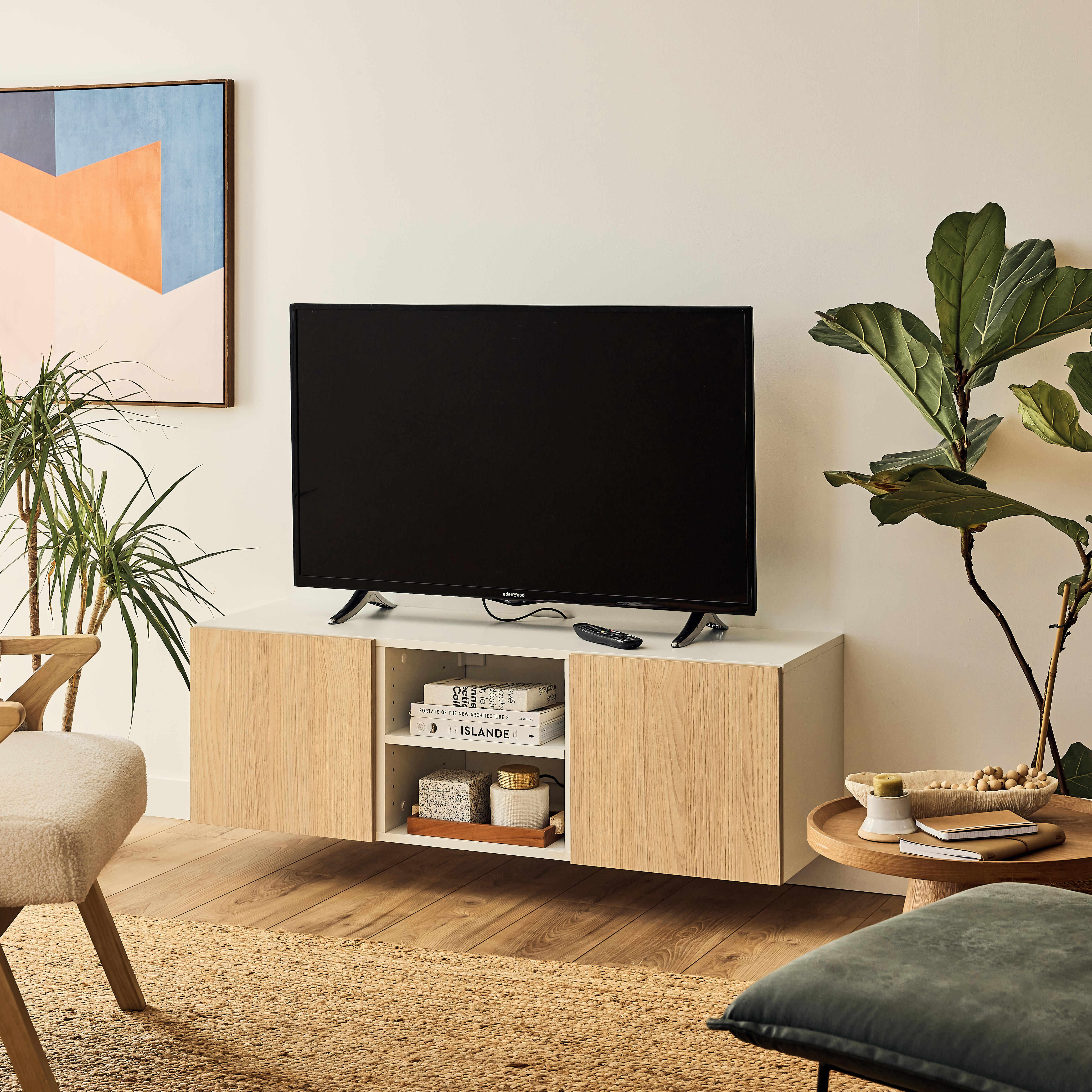 Meuble TV SPACEO Evo'M blanc H.38,4 x L.120,2 x P.38 cm - 7