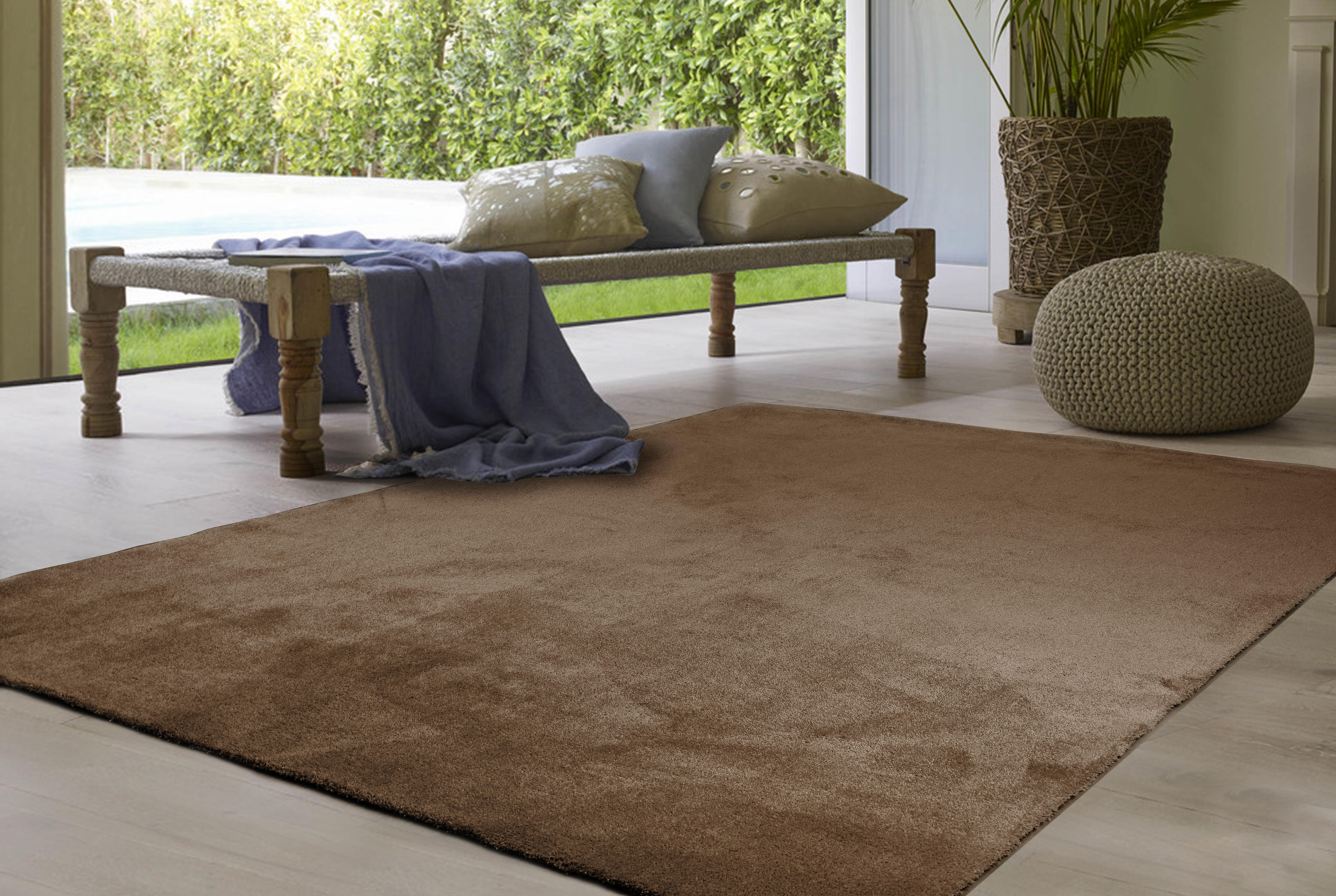 Alfombra pie de cama poliamida Touch 71351/080 80x80cm pelo mediano  liso marron redonda lavable en lavadora - 2