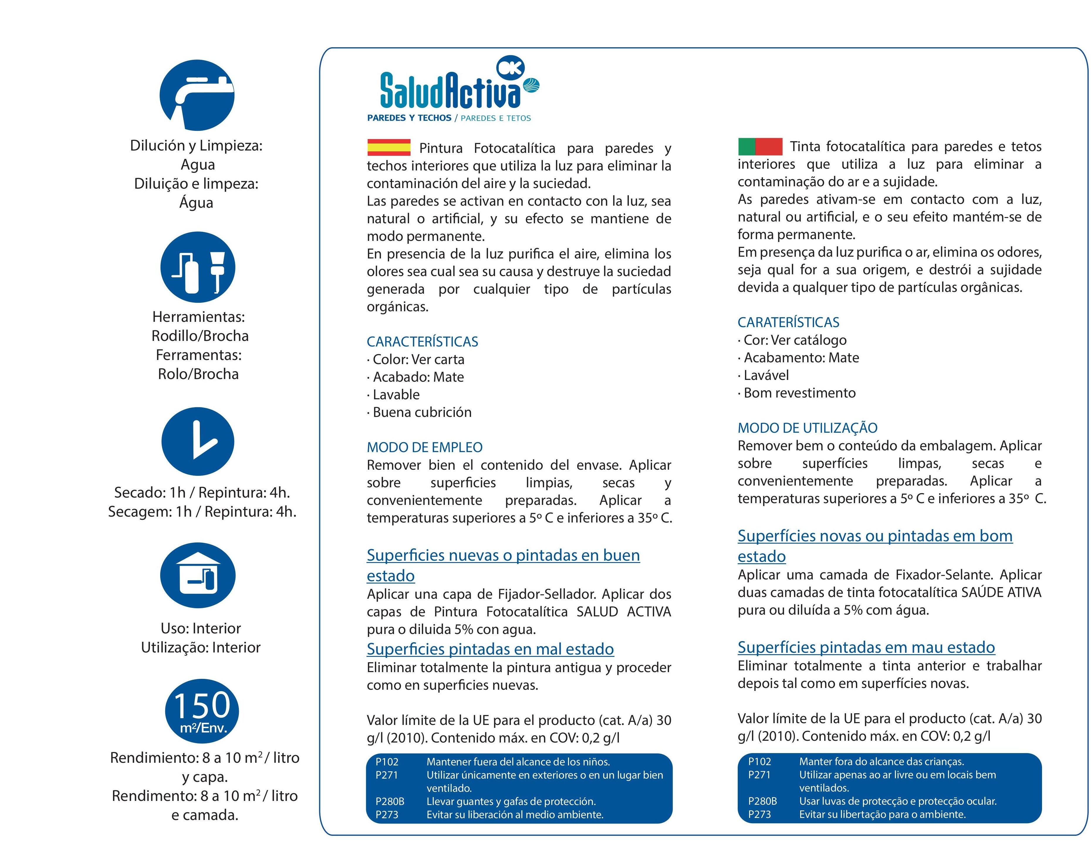 Pintura de interior Salud Activa CPP color blanco roto mate 4L para paredes y techos - 7