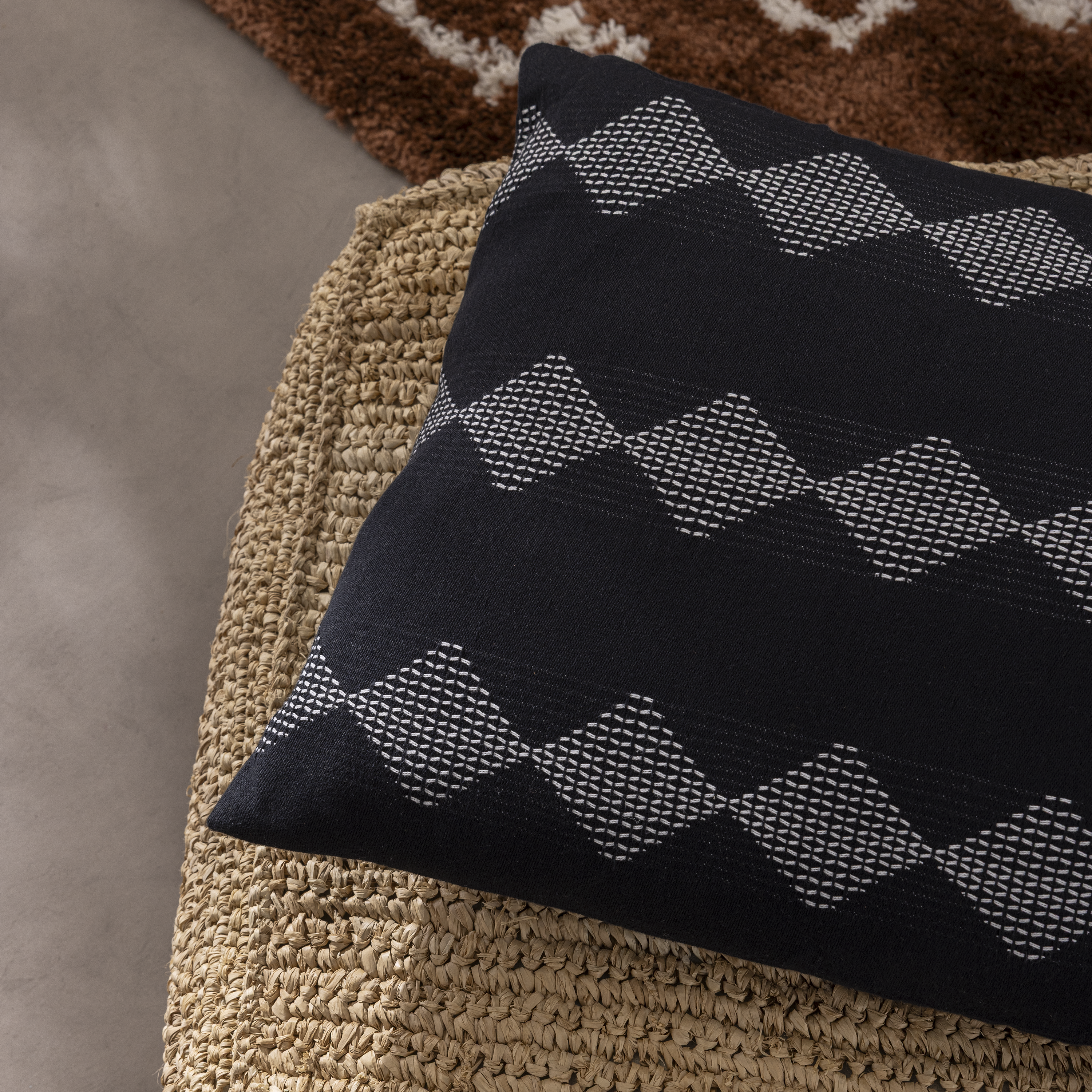 Funda de cojín rectangular Batera algodón liso negro con cremallera INSPIRE 40 x 60 cm - 6