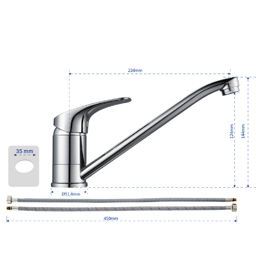 Mitigeur de cuisine chrome, Essential, DELINIA - 6