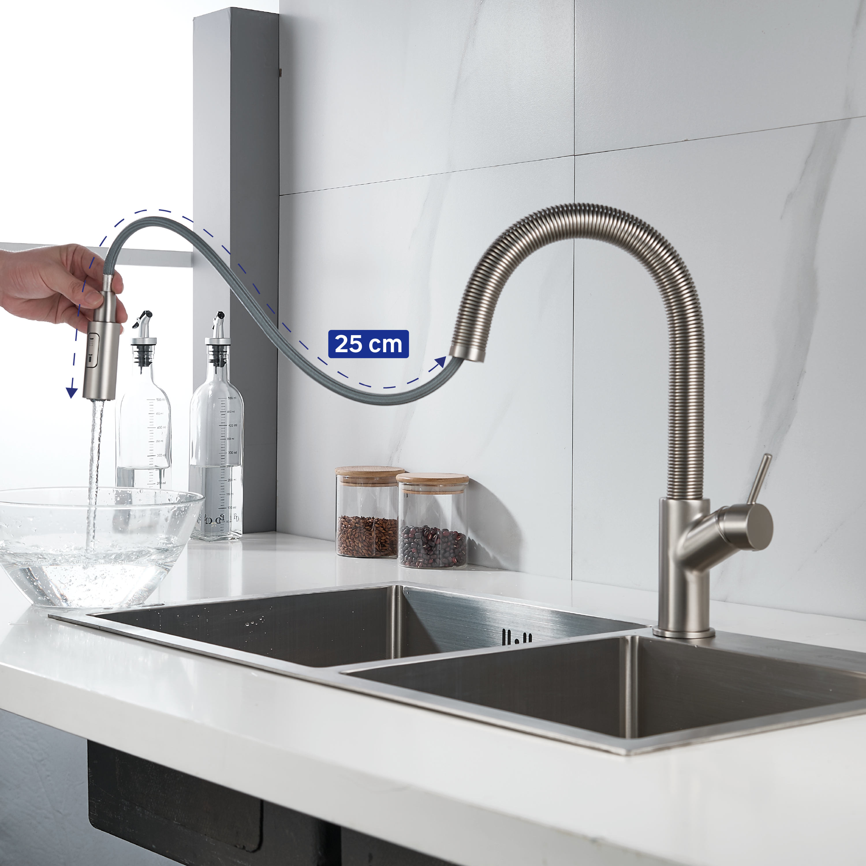 Torneira de bancada flexivel aço escovado Delinia Michigan - 5