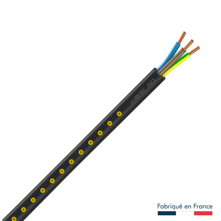 Câble électrique 3 G 2.5 mm² u1000r2v L.150 m, noir, Touret MOBIWAY - 2
