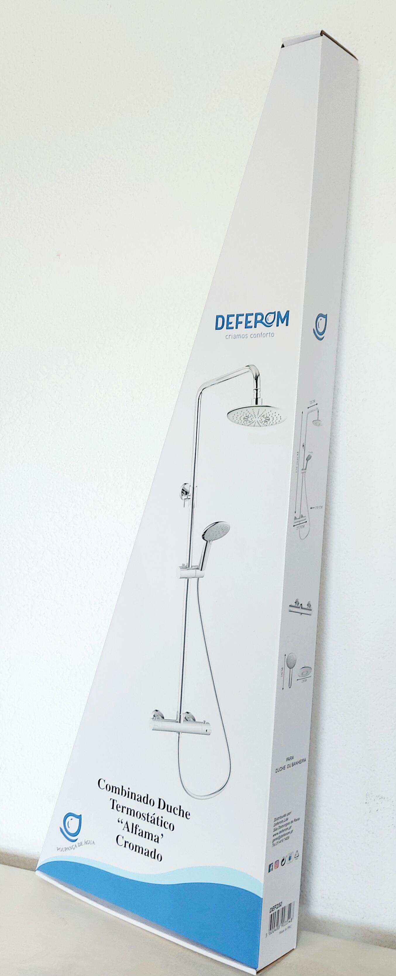 Conjunto de duche termostático cromado Alfama - 6