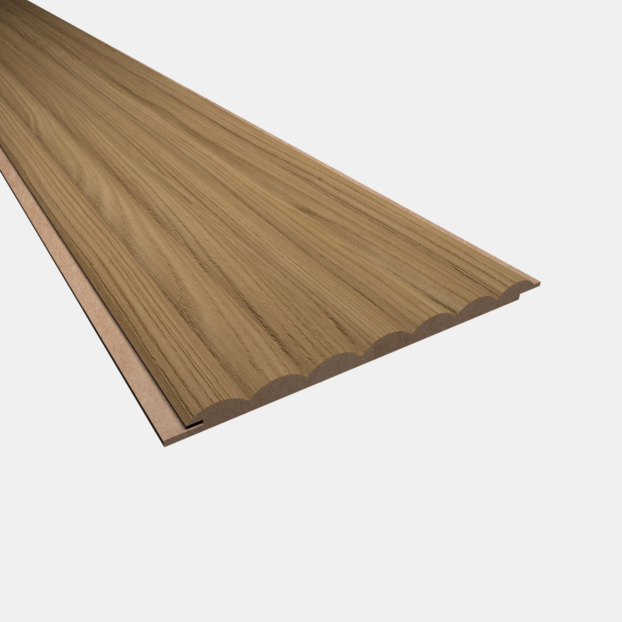 Revestimiento de pared palillería curvada efecto 3D MDF de color roble de 260x16.7cm
 - 3