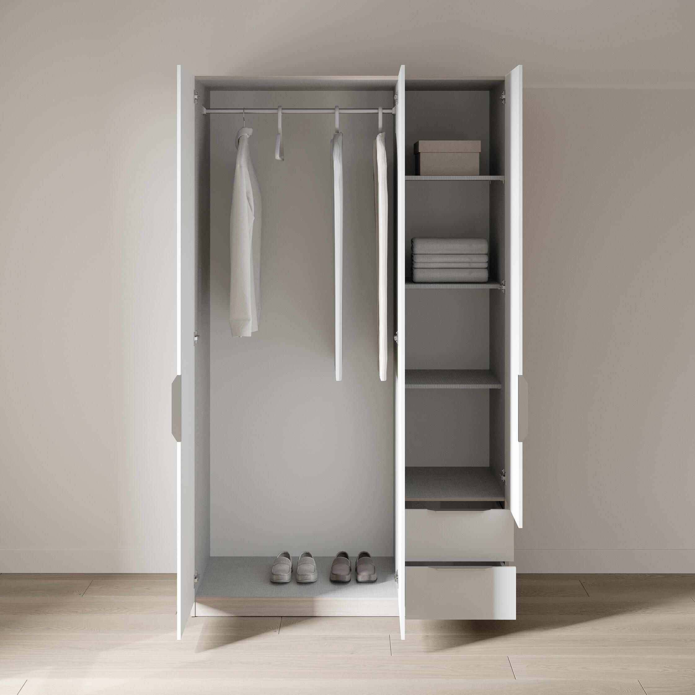 Armario puerta abatible Space 119.4x203x51.1cm blanco - 4