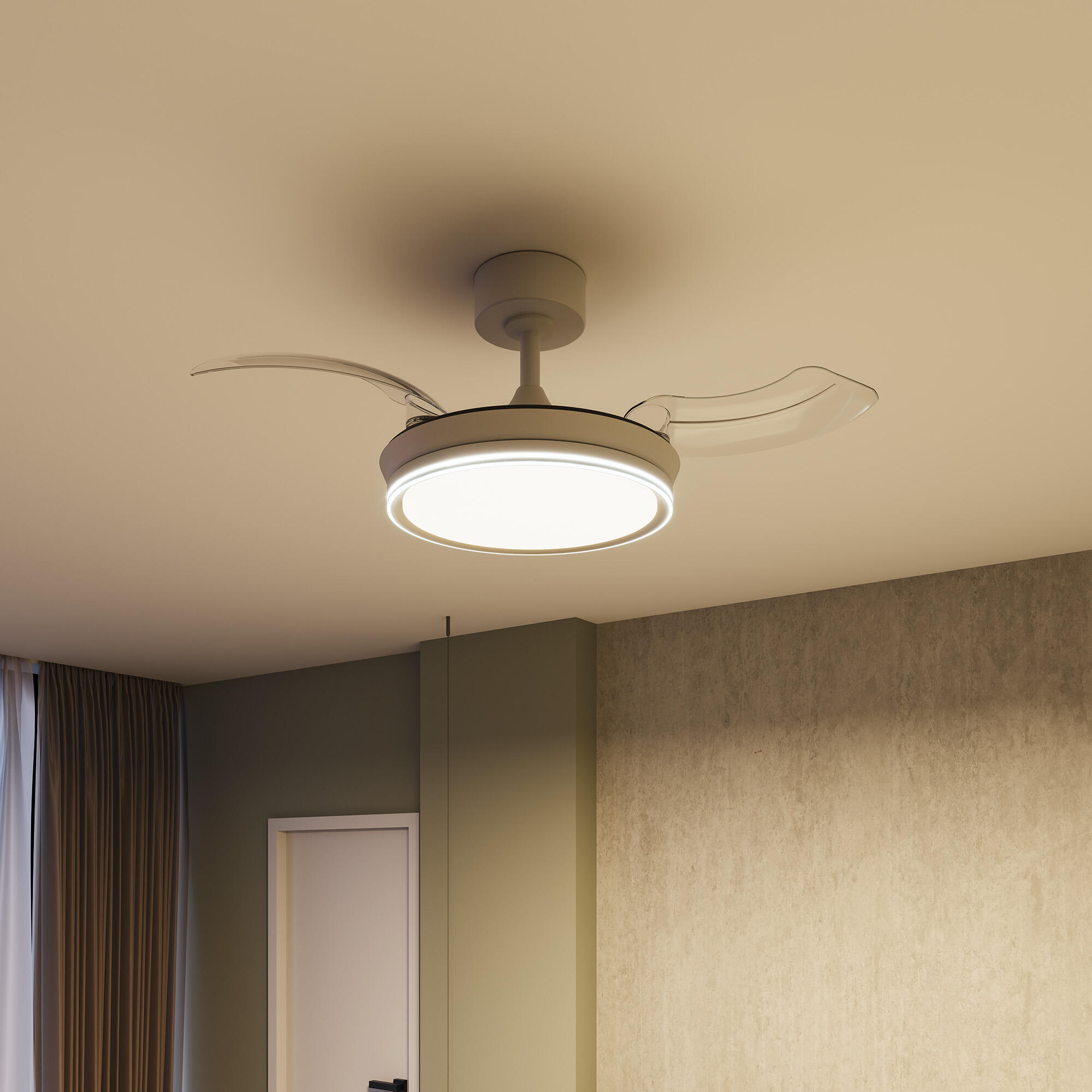 Ventilador de techo con luz silencioso DC 22W con mando ø91 cm Notus ARTE CONFORT blanco luz CCT 3 aspas retráctiles tipo lámpara| 6 velocidades| modo verano/invierno| temporizador| brisa| recomendado para <13m² - 4