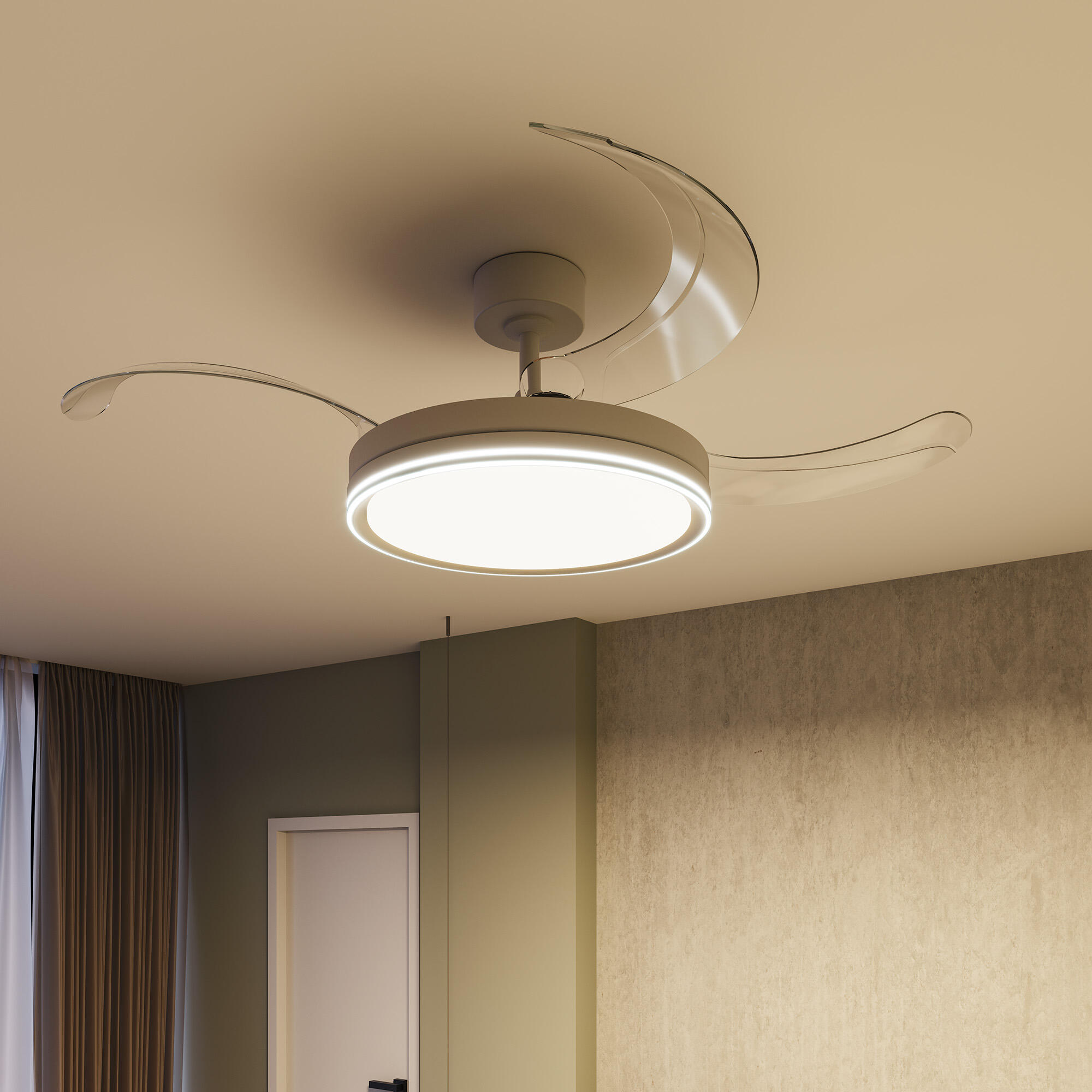 Ventilador de techo con luz silencioso DC Arte Confort Notus L  blanco 122 cm - 4