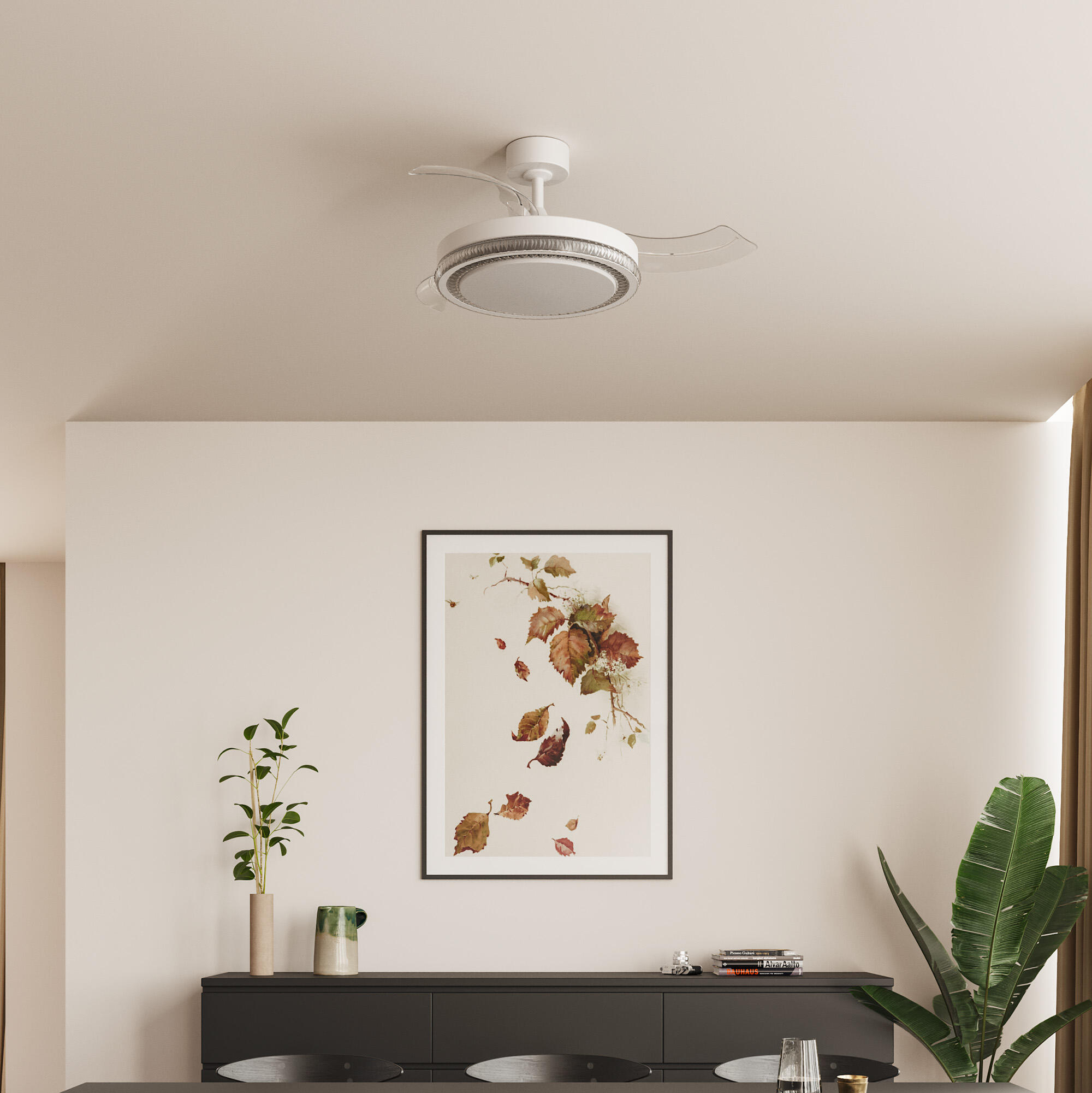 Ventilador de techo con luz silencioso DC Arte Confort Euria M blanco 107 cm - 4