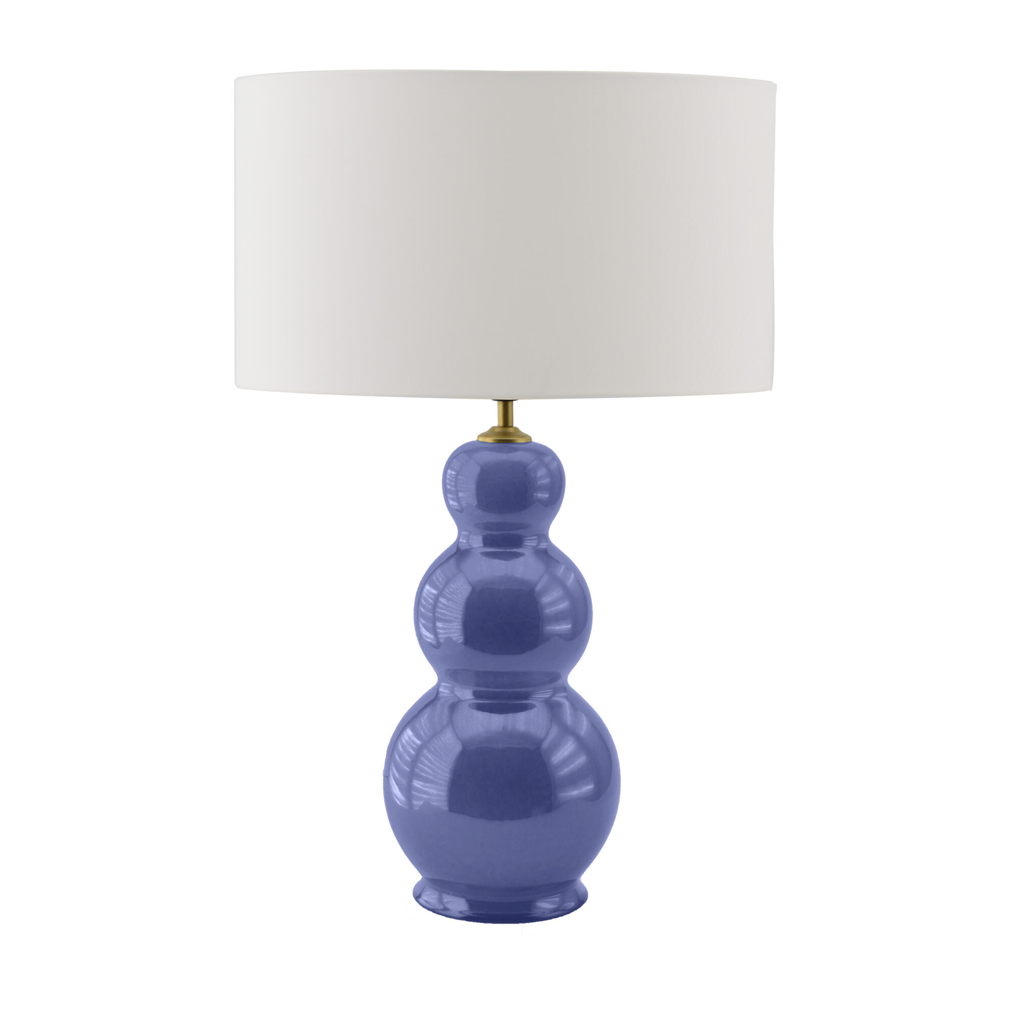 Lámpara de mesa compatible con casquillo E27 Isabella XTRELAMP con estructura cerámica azul pantalla blanca de lino alimentación a red - 4