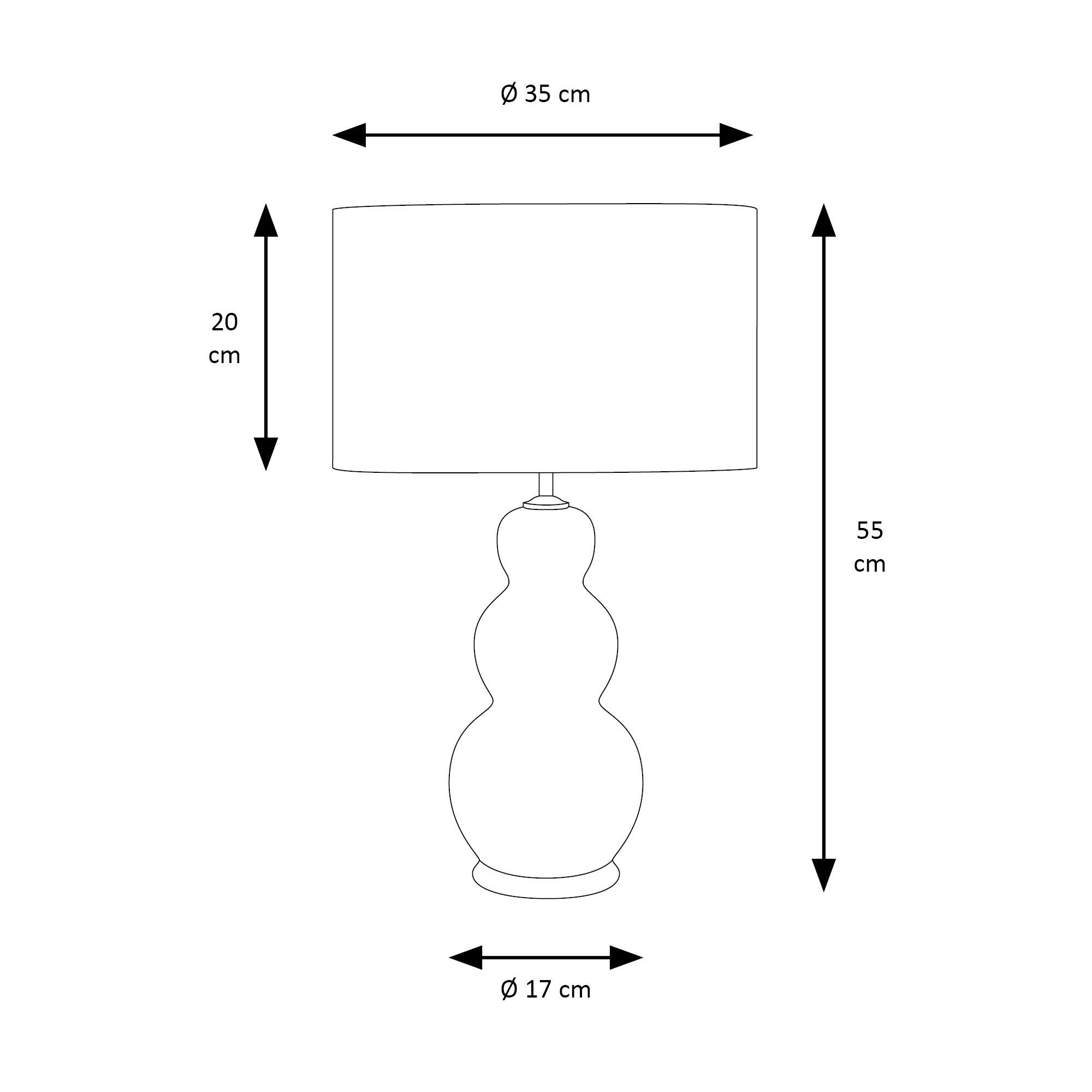 Lámpara de mesa compatible con casquillo E27 Isabella XTRELAMP con estructura cerámica azul pantalla blanca de lino alimentación a red - 3