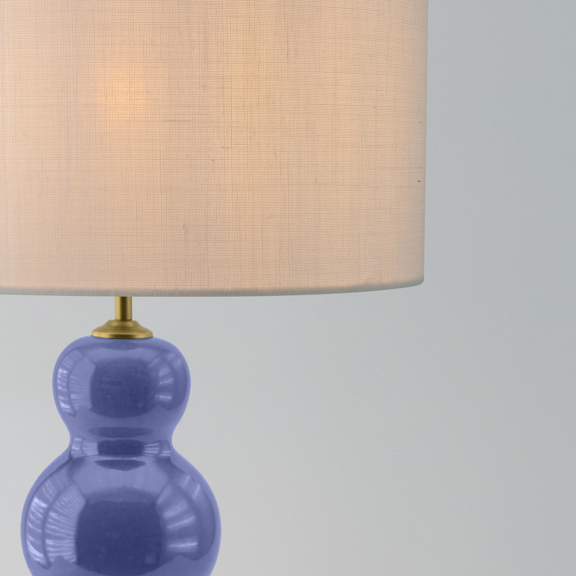 Lámpara de mesa compatible con casquillo E27 Isabella XTRELAMP con estructura cerámica azul pantalla blanca de lino alimentación a red - 5