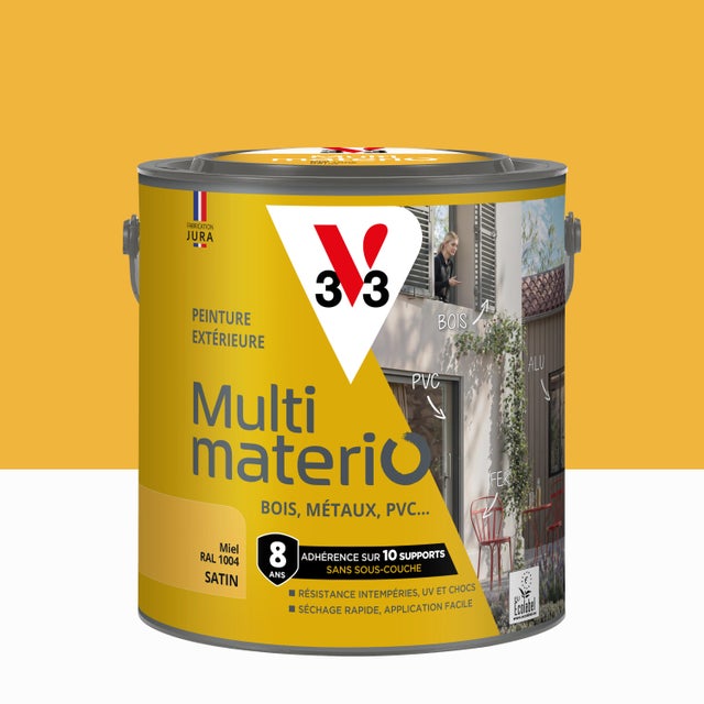 Peinture extérieure bois, fer, plastique V33 miel satiné 2l