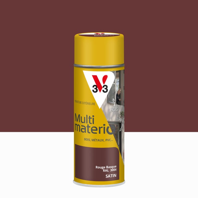 Bombe de peinture Multimatériaux V33 rouge basque satiné 400 ml