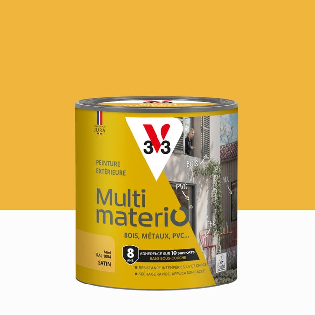 Peinture extérieure bois, fer, plastique V33 miel satiné 0.5l