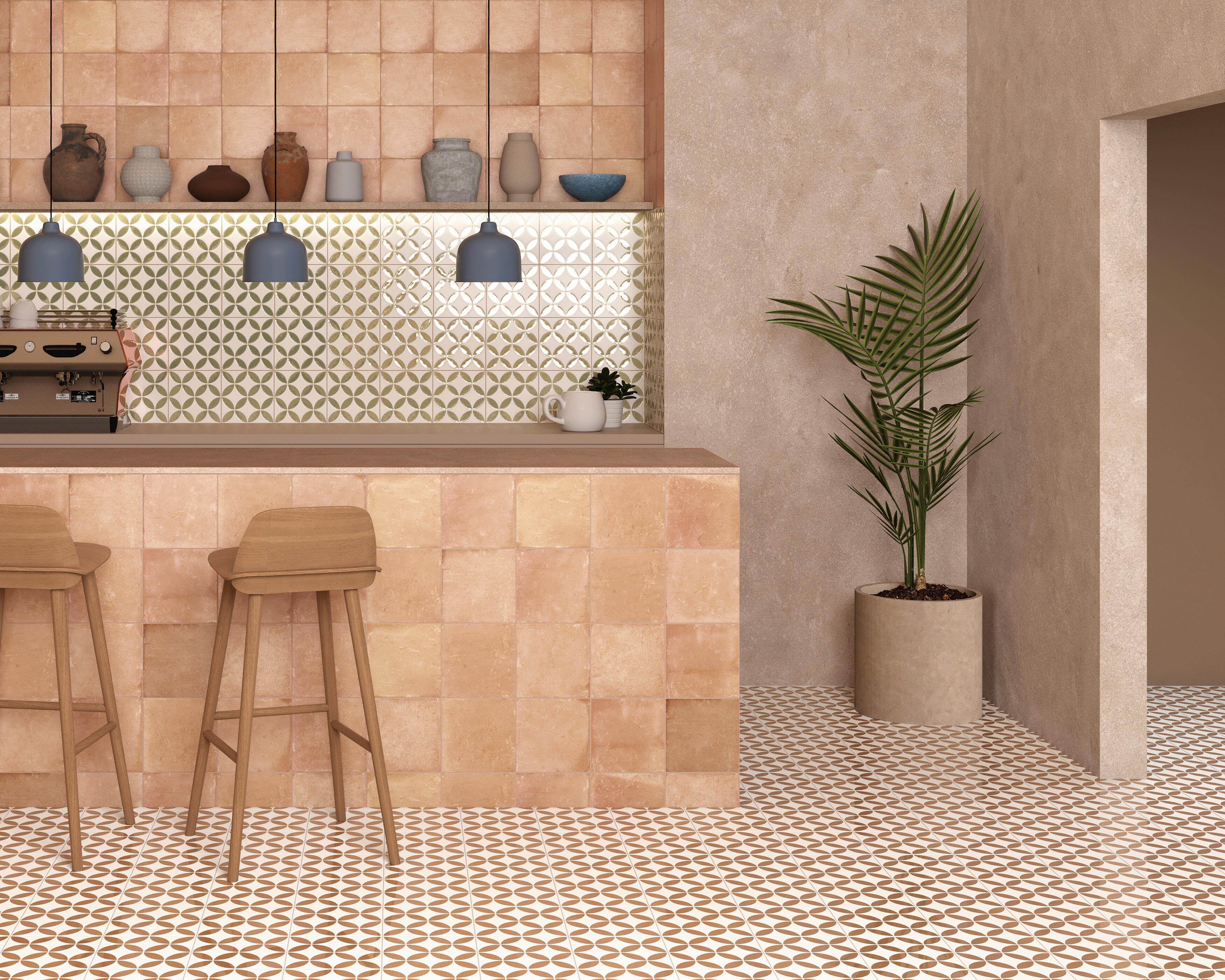 Suelo/azulejo porcelánico blom efecto hidráulico clay 22.3x22.3 cm c1