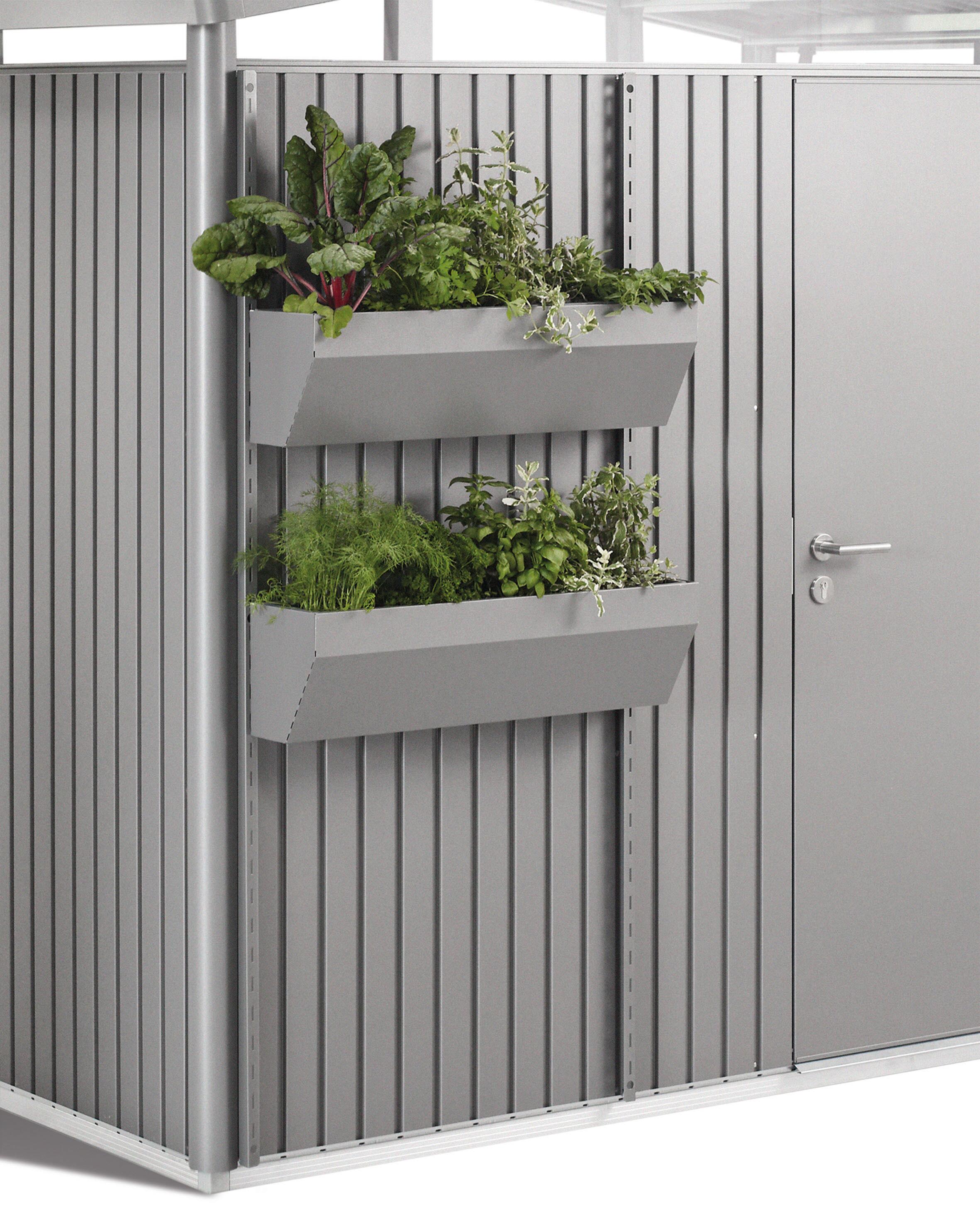 Maceta con soporte rectangular floraboard gris de 20x82cm y 188cm de l.