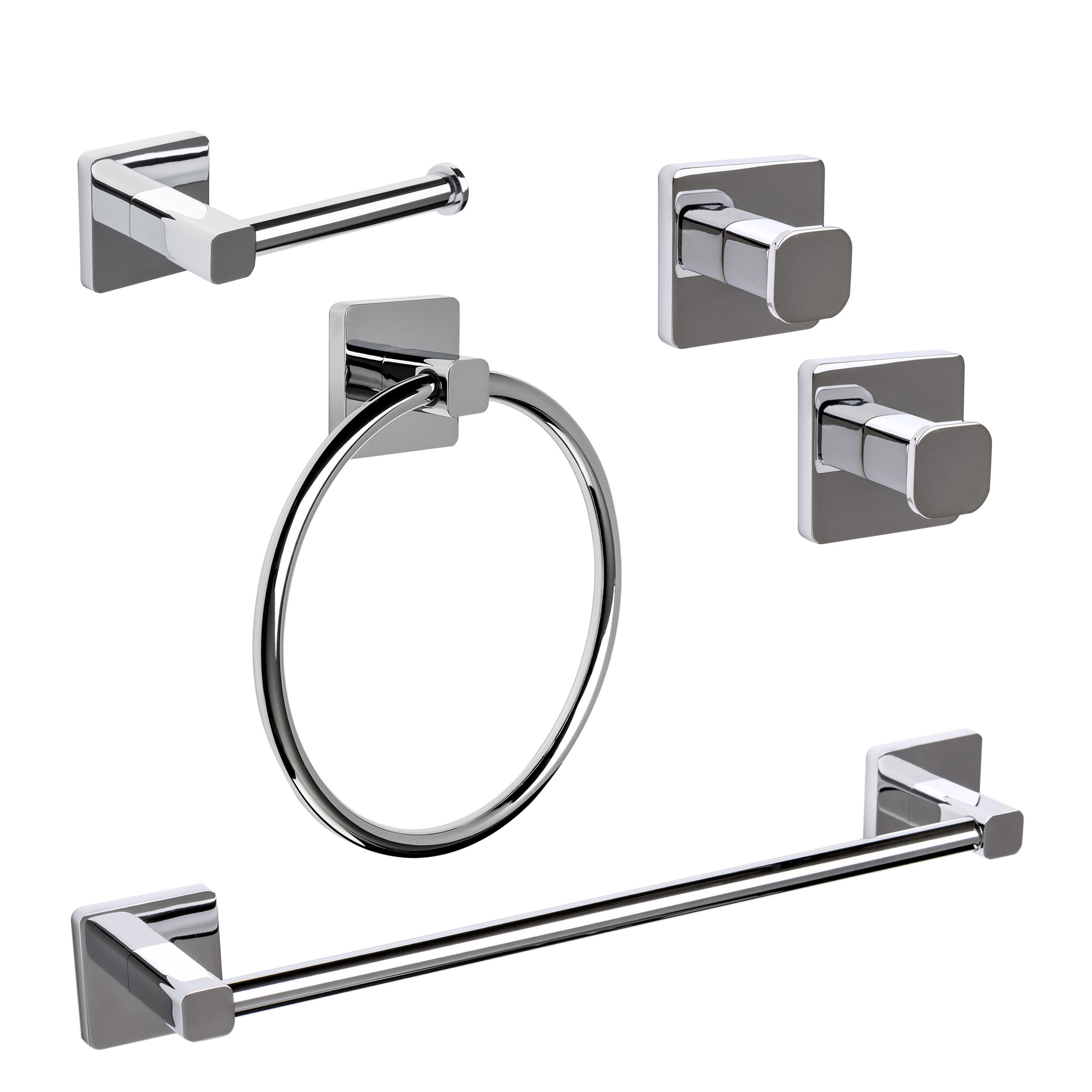 Conjunto de accesorios de baño 5 piezas epsilon cromado brillante