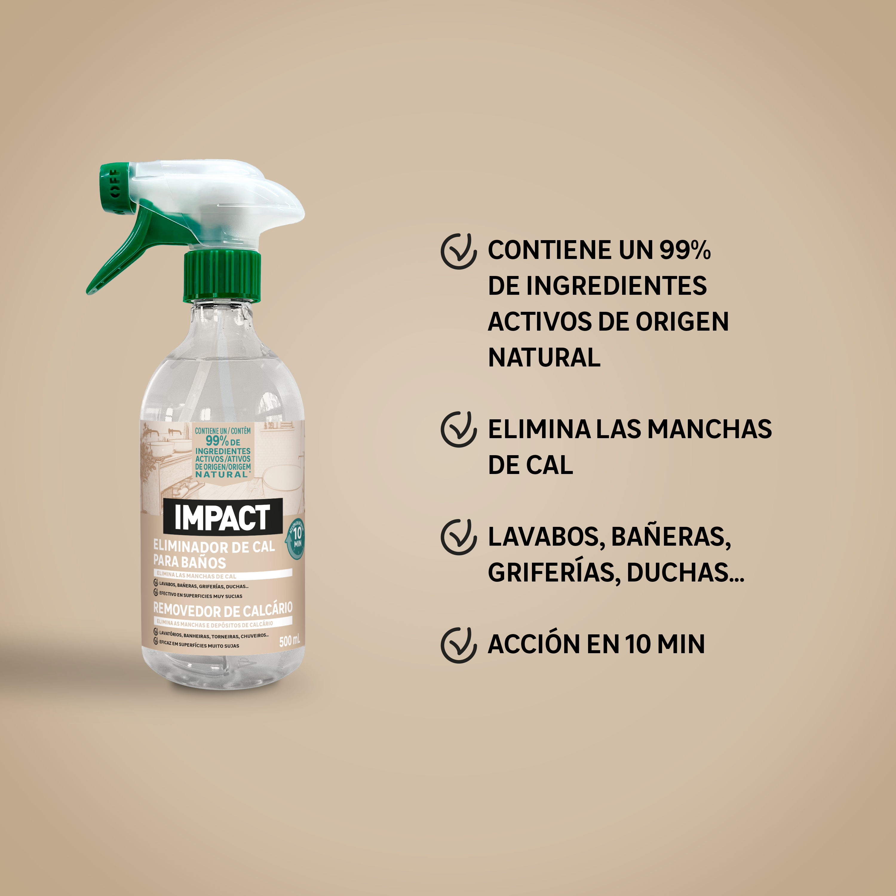 Limpiador desincrustante natural baño IMPACT 500ml - 4