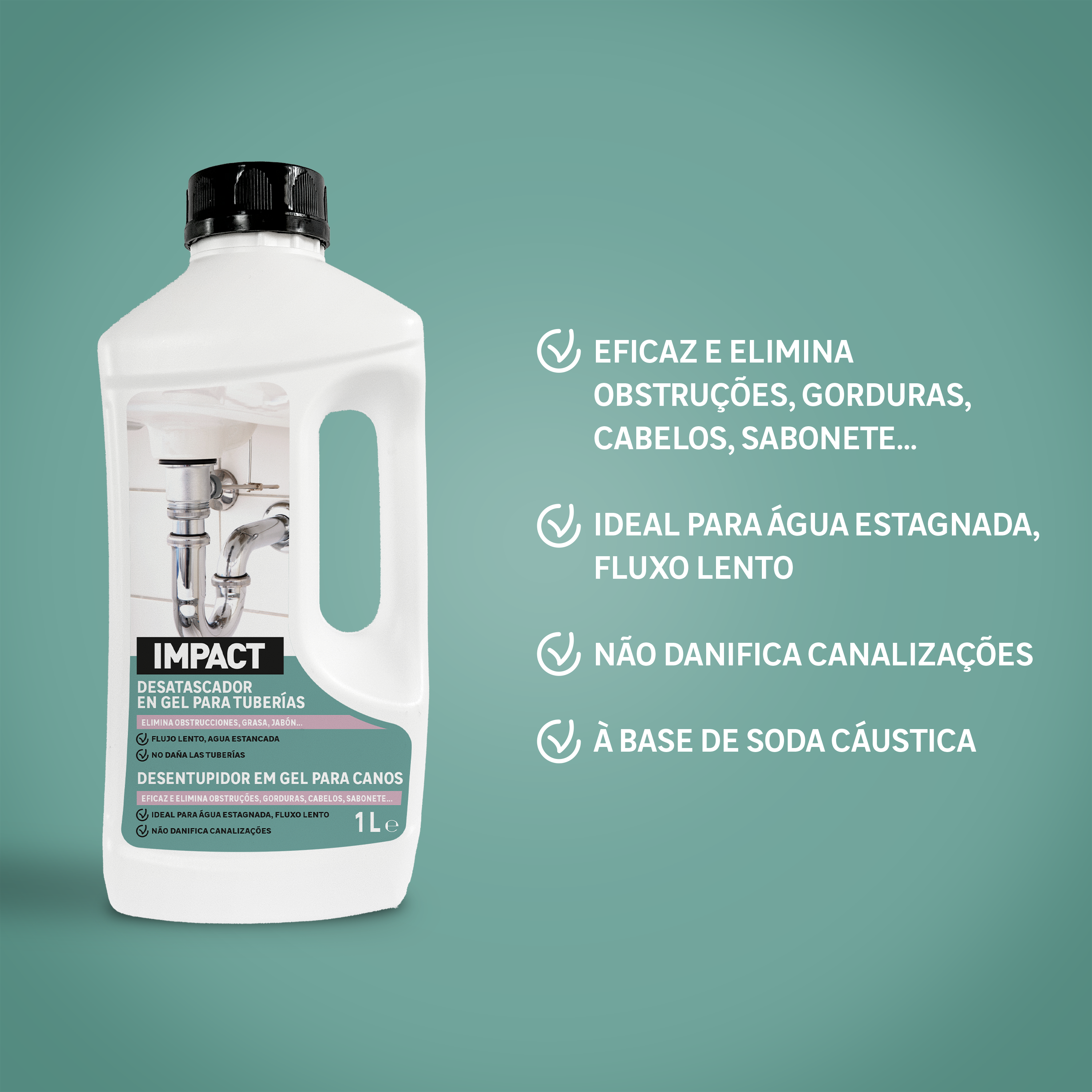 Desentupidor de canos gel 1 L Impact - 4