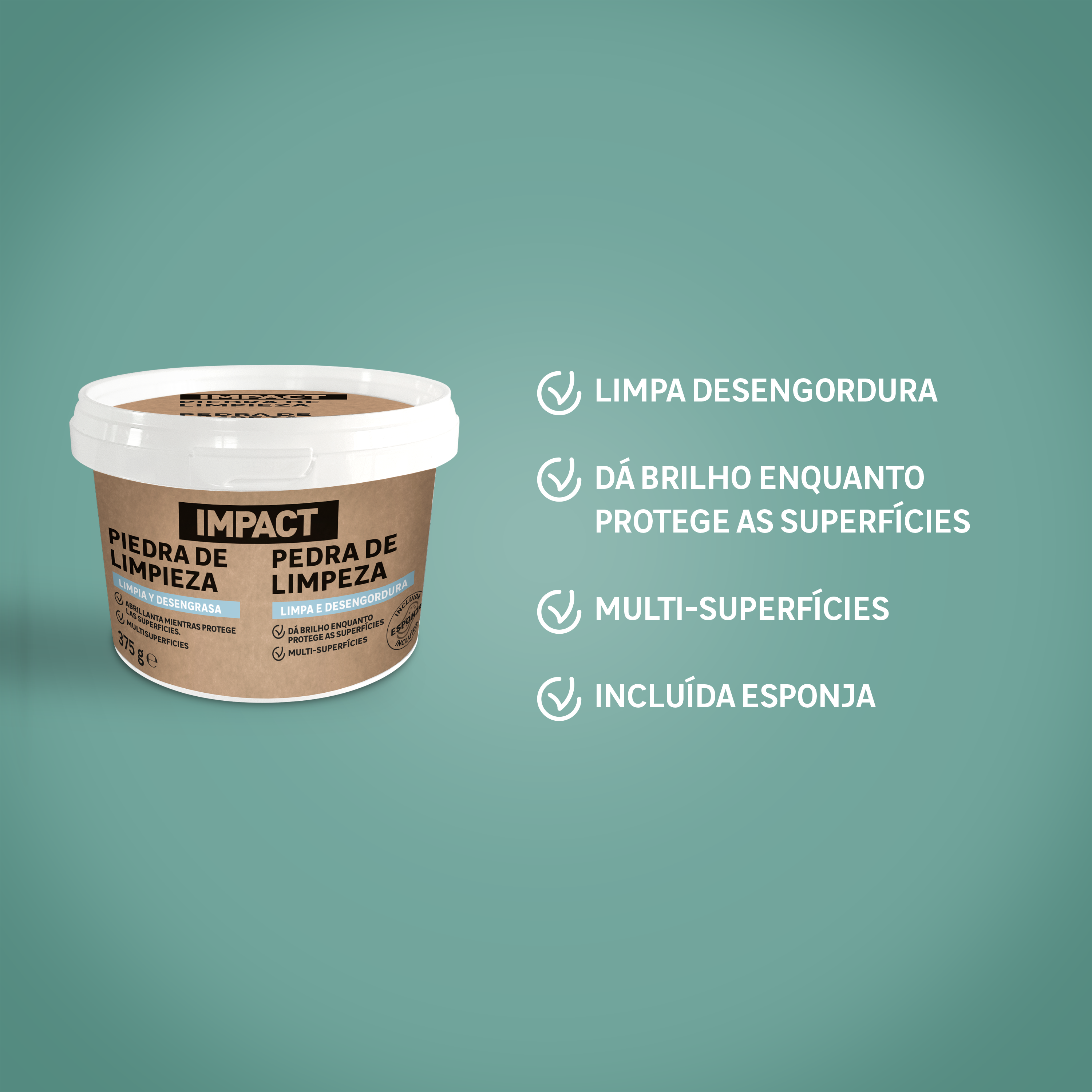 Pedra branca de limpeza 375 gr Impact - 4