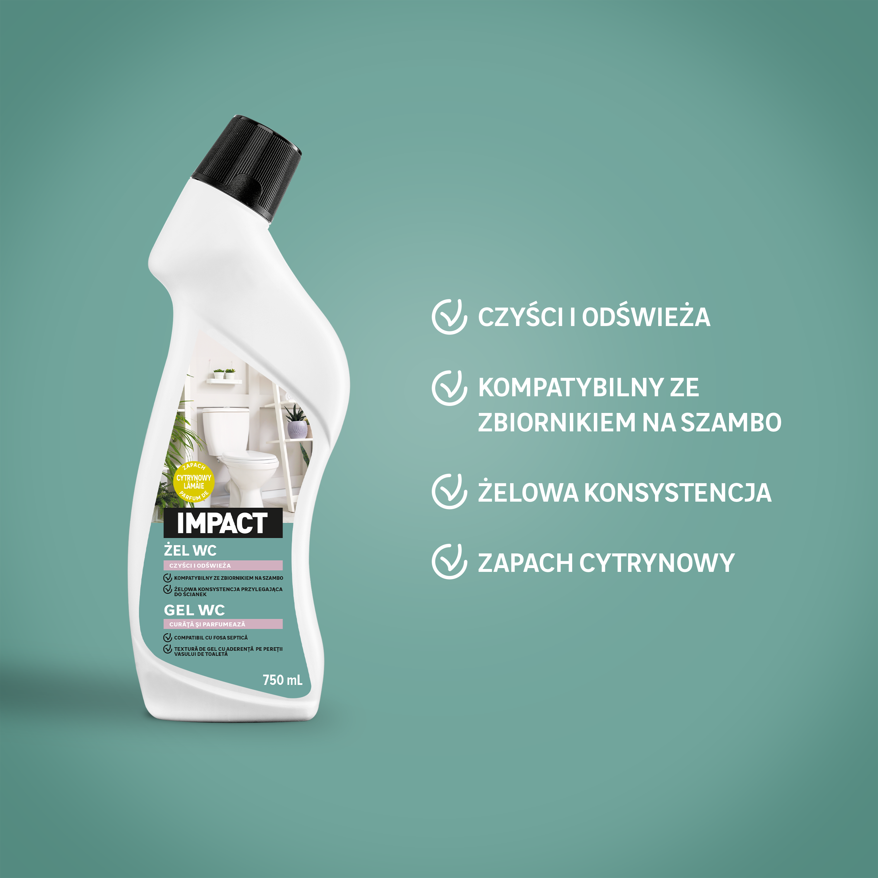 Żel do WC zapach cytrynowy 750 ml Impact - 4