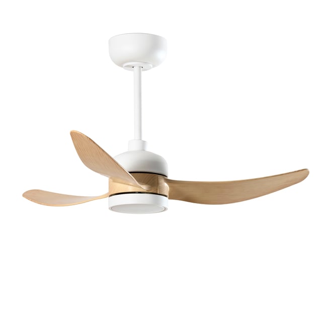 Ventilateur de plafond LED, Bay, D91 cm, FORLIGHT, blanc & noisette clair