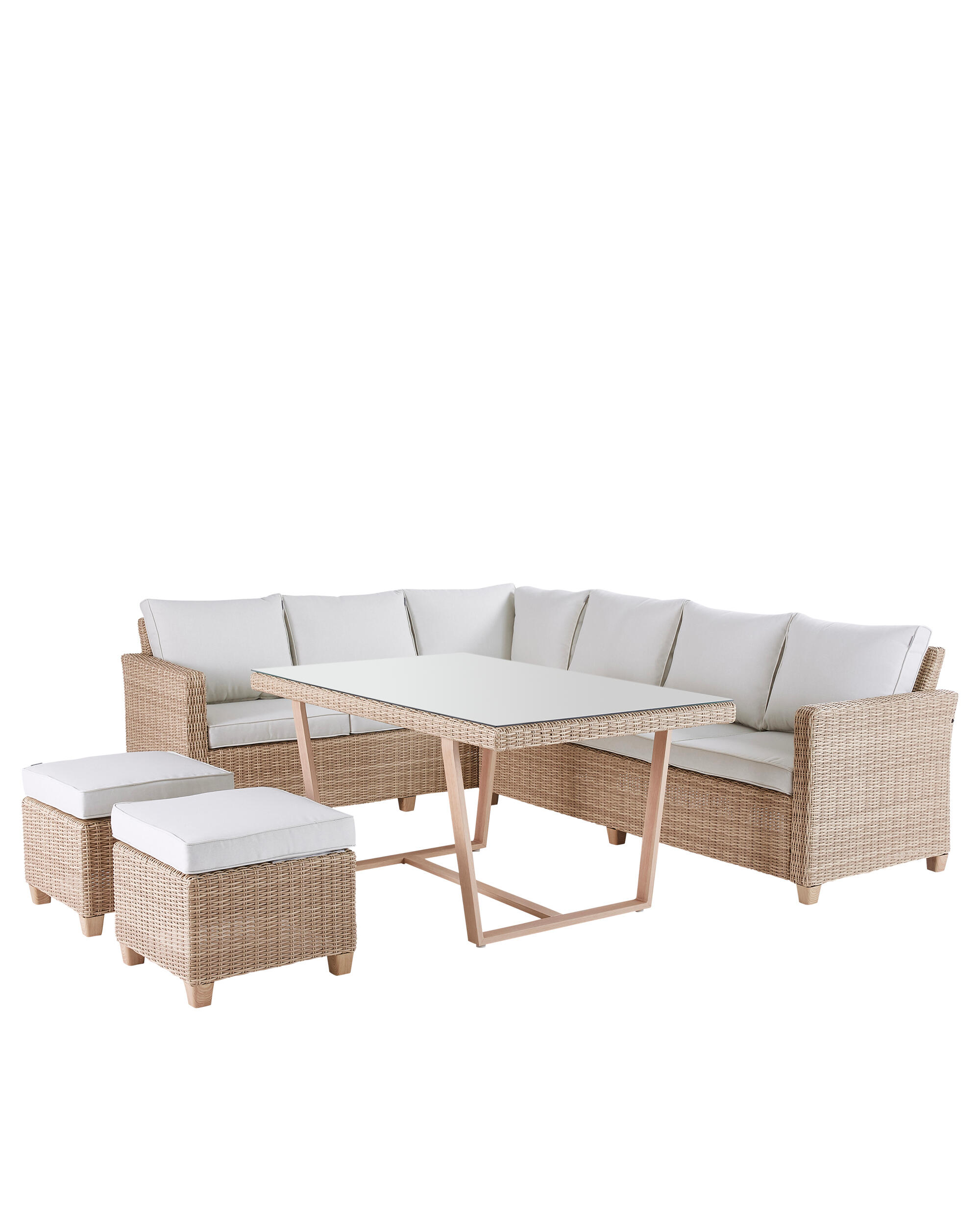 Conjunto jardim relax sofá e mesa bege 7 pessoas Medena Naterial - 2