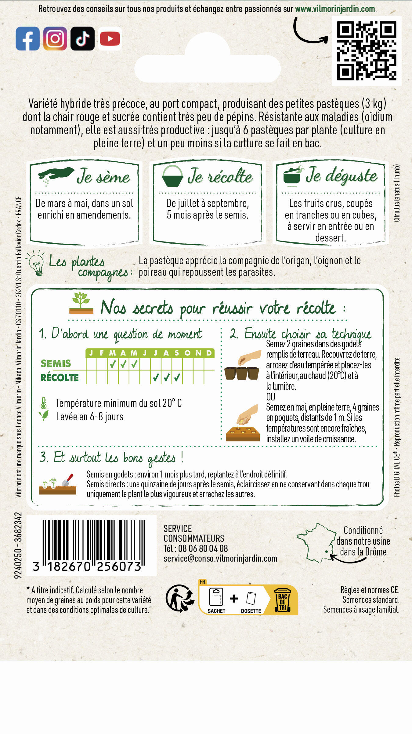 Graines de pastèque VILMORIN 0.8 g - 2