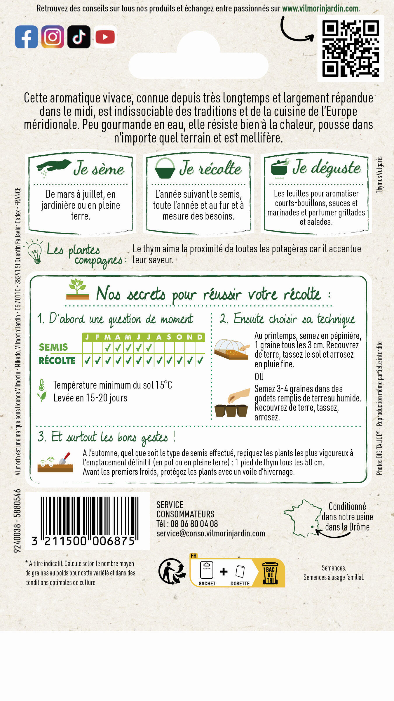 Graines de thym VILMORIN 0.5 g - 2