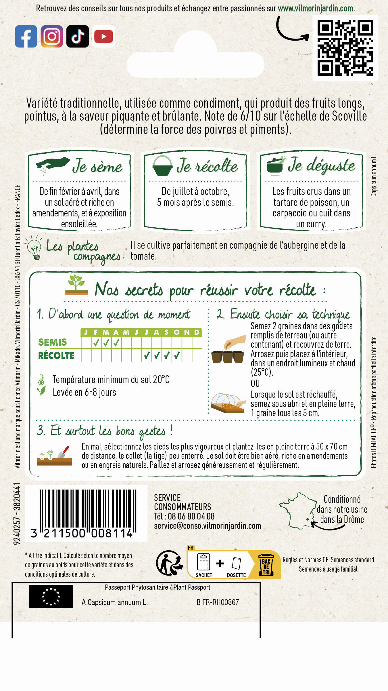 Graines de piment VILMORIN 2 g - 2