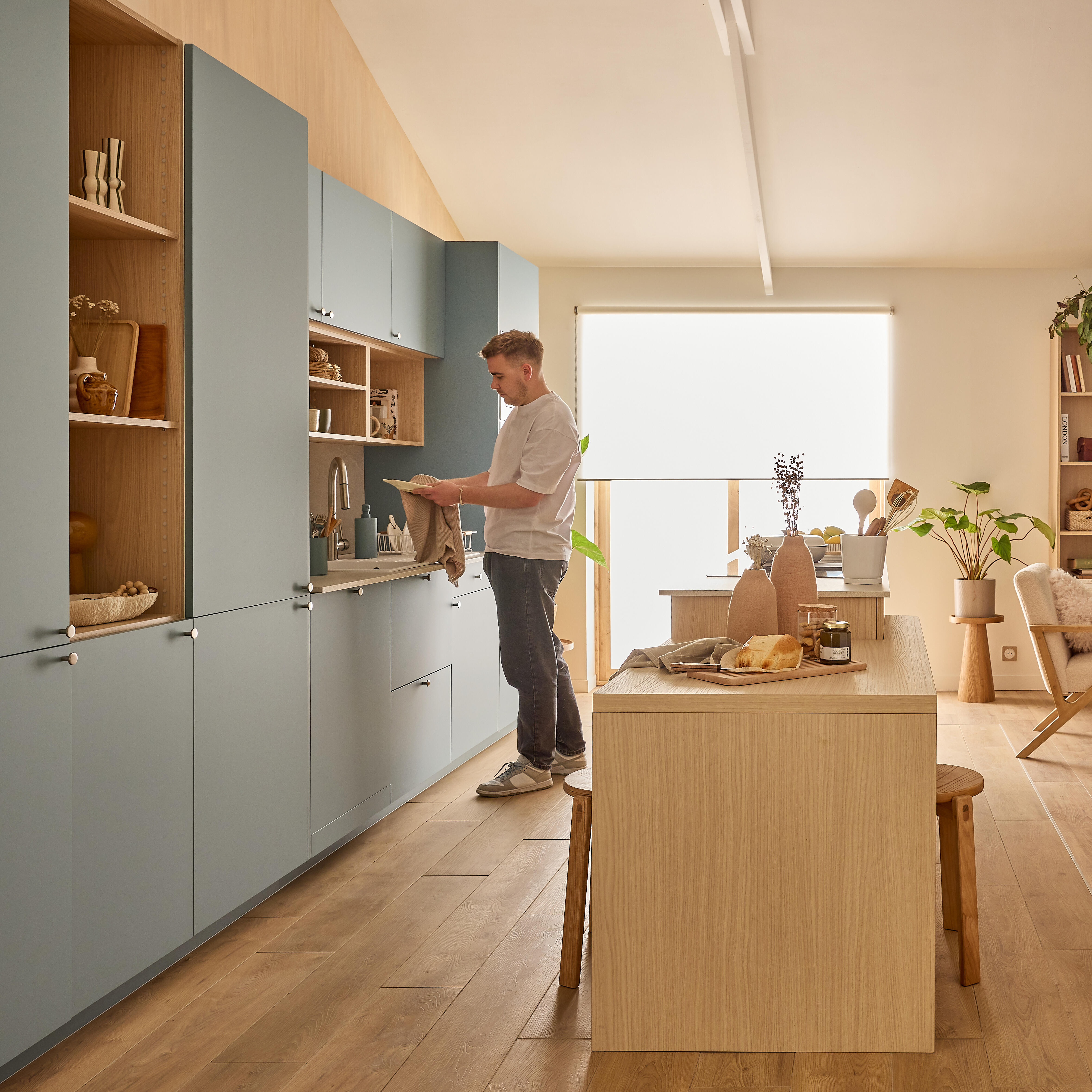 Façade de tiroir de cuisine Vienne bleu iceberg mat H.16.7 x l.59.7 cm - 3