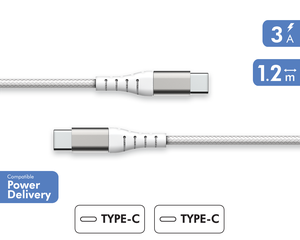 Cavo USB Vention - Nichelato - 60W - 3A - 1m - Colore: Bianco