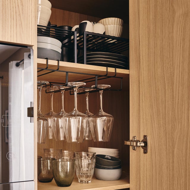 Prateleira economizadora de espaço para móvel superior 33x21x14cm aço preto Delinia