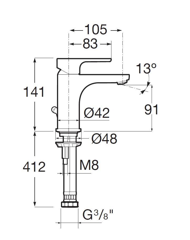Grifo de lavabo ROCA Atis monomando cromo brillo. Apertura en frío. Antical. Latón - 4