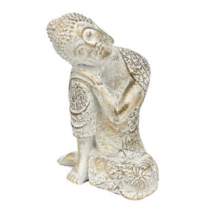 Statua Buddha In Pietra Cemento 15 Pollici (38 Cm) - Per Giardino, Interno, Resistente Alle Intemperie